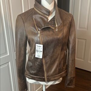 Desigual Distressed Brown Faux Leather Jacket
